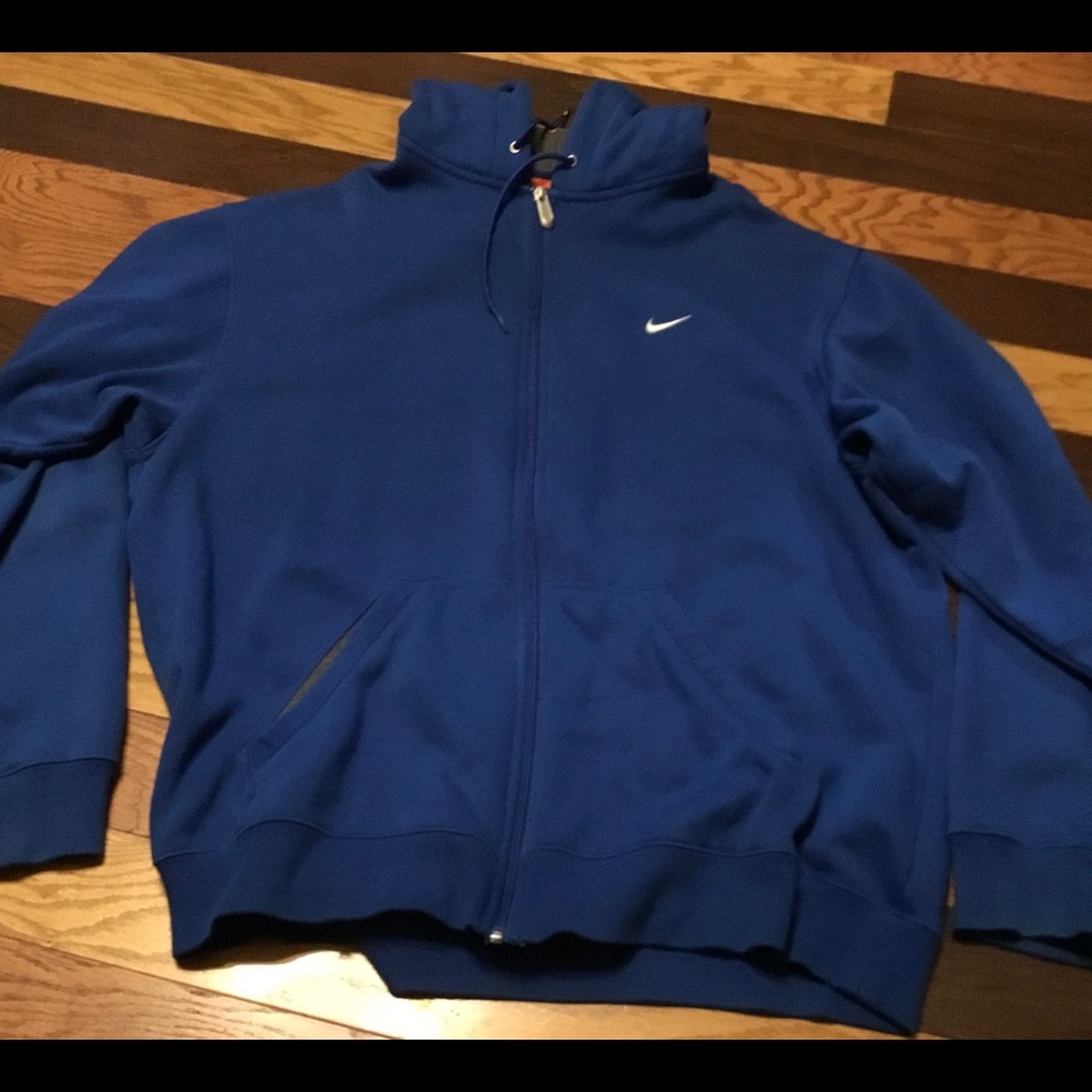 Nike hoodie royal blue zip front pockets XL great